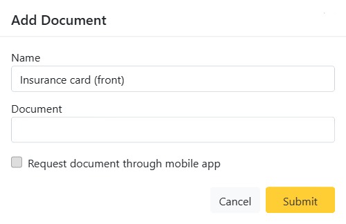 Uploading or requesting a patient document in CAPS28 dental practice management software