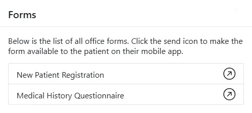 Sending a digital patient intake form to a patient in CAPS28 dental practice management software